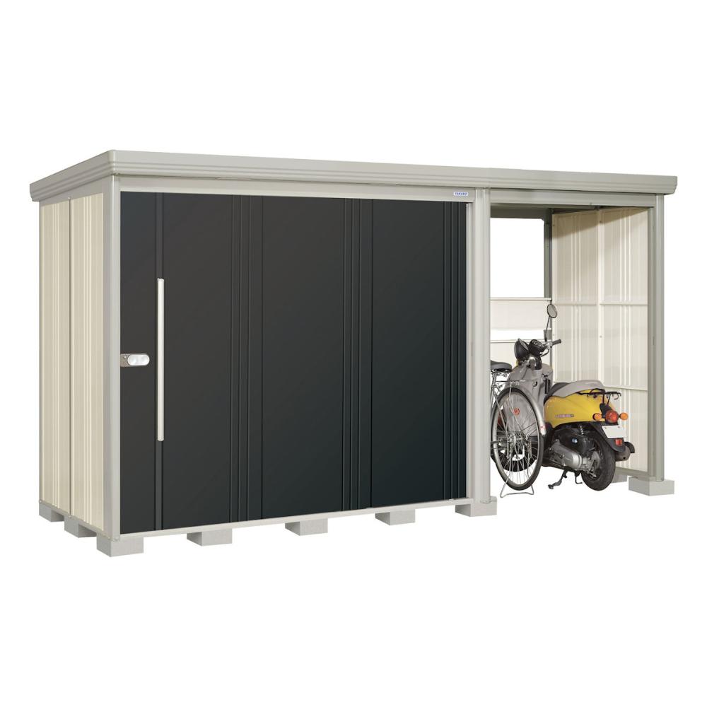 タクボ物置　Ｍｒ．ストックマン　プラスアルファ　間口４０５×奥行１５９ｃｍ　駐輪部間口１５０ｃｍ　多雪型・標準屋根　カーボンブラウン　ＴＰ－Ｓ４０１５Ｂ