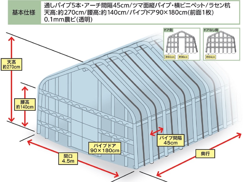 ビニールハウス　間口２．５間