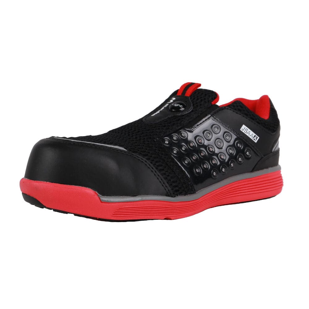 安全作業靴　JSAA認定　軽量　高通気　マンダムセーフティ－ライト　レッド　２５．５ｃｍ　７６７