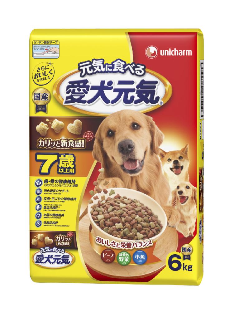 ユニ・チャーム　愛犬元気　７歳以上用　ビーフ・小魚入り　６ｋｇ
