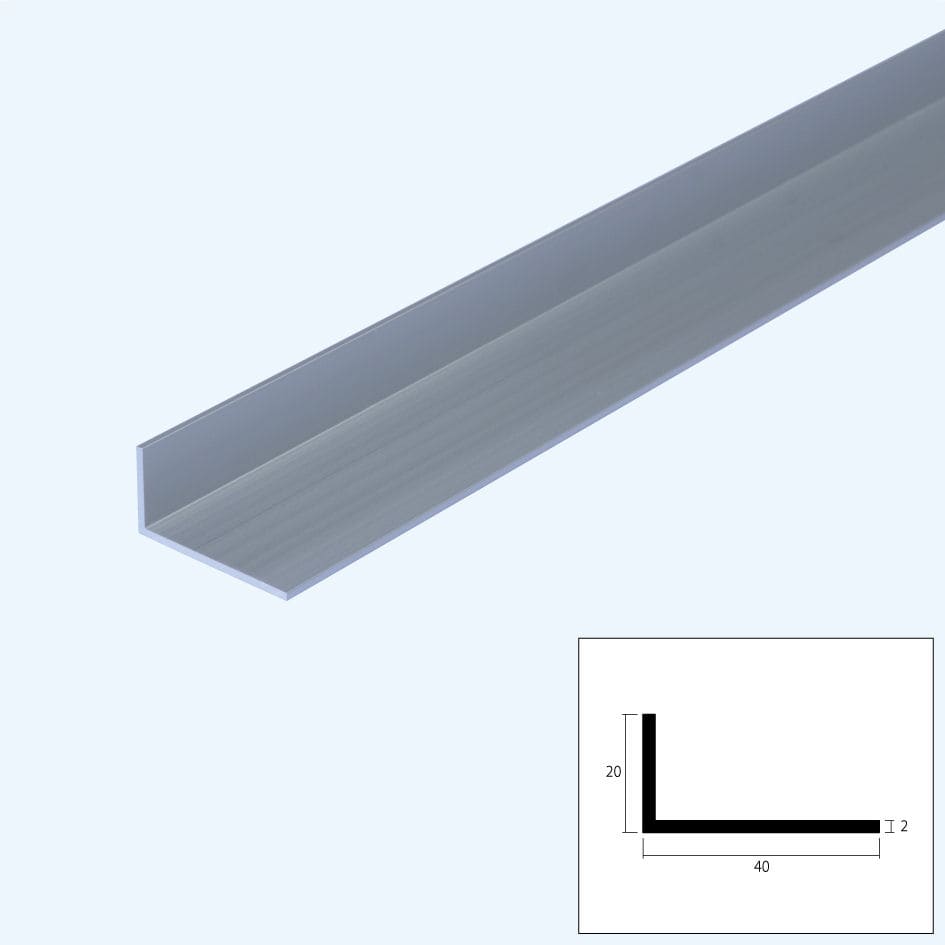 アルミアングル　２．０×４０×２０×２０００　シルバー