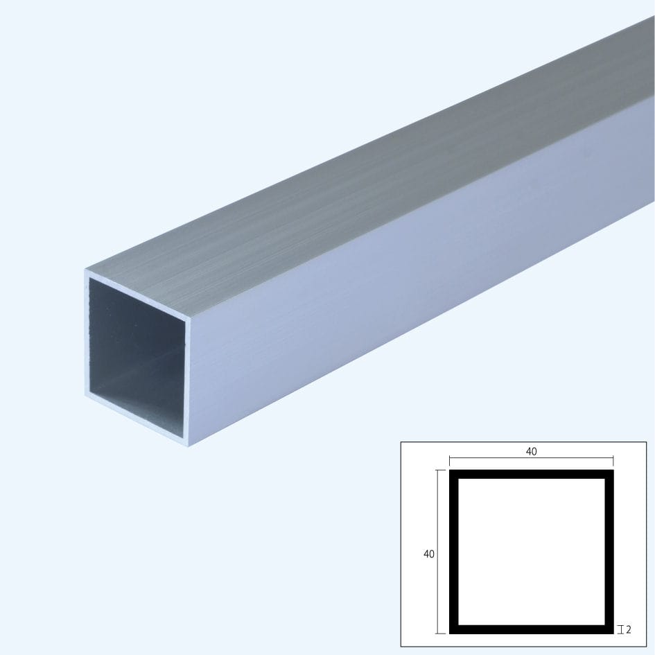 アルミ角パイプ　２．０×４０×４０×２０００　シルバー
