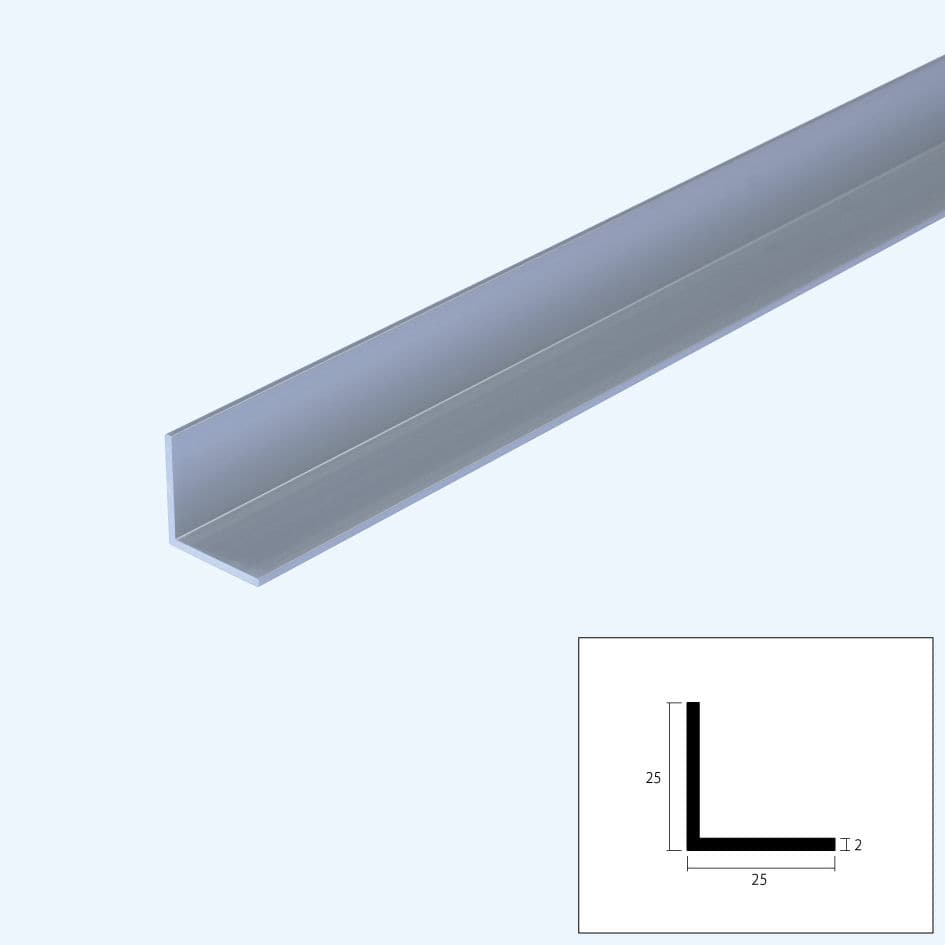 アルミアングル　２．０×２５×２５×４０００　シルバー