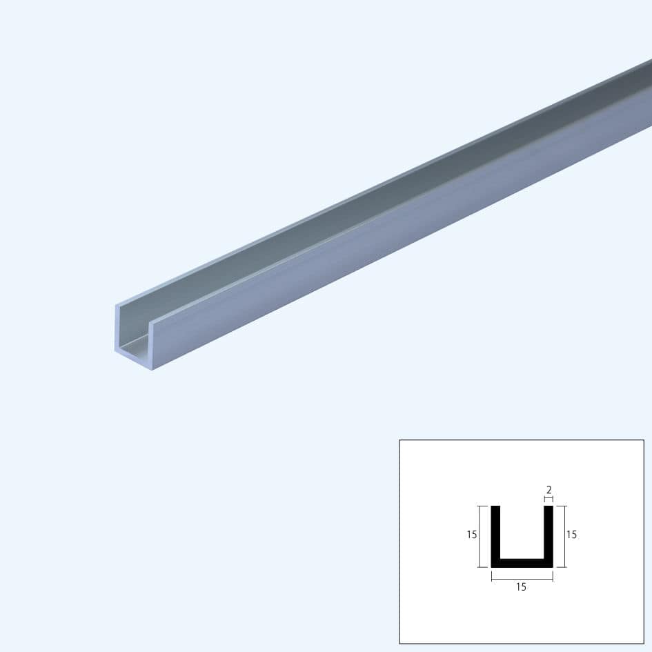 アルミチャンネル　２．０×１５×１５×４０００　シルバー