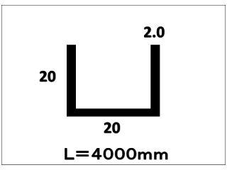 アルミチャンネル　２．０×２０×２０×４０００　シルバー