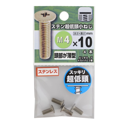 ステン超低頭小ねじ　４×１０