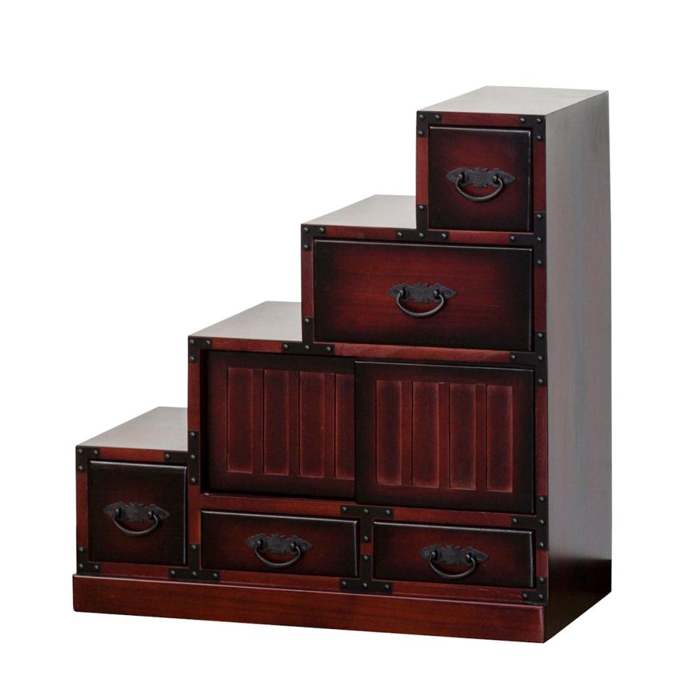 クロシオ　民芸調　階段箪笥　左下がり