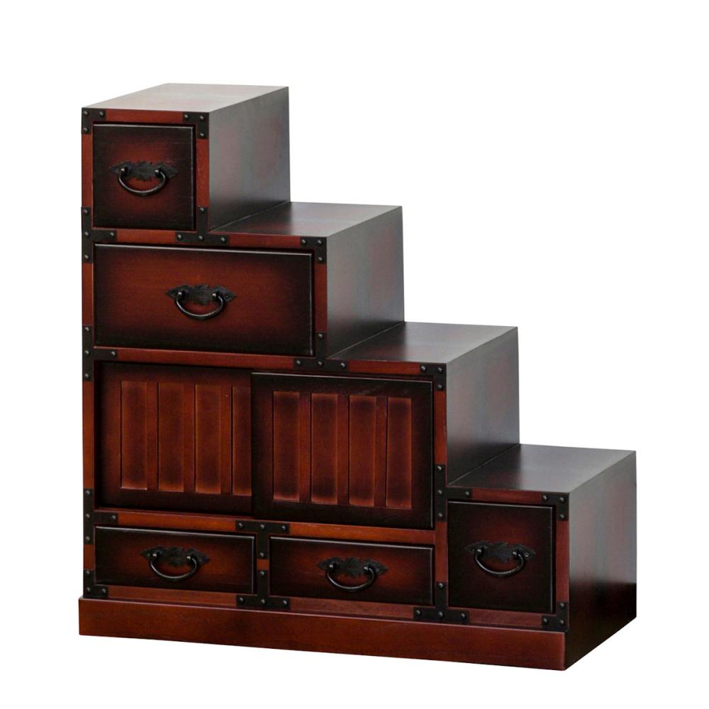 クロシオ　民芸調　階段箪笥　右下がり