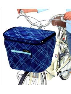 ２段式　前カゴカバー　チェックブルー　ＢＬ９０１８２
