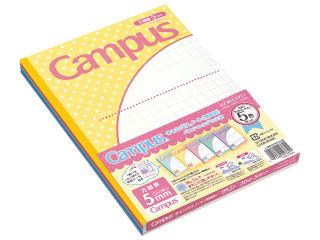 コクヨ　キャンパスノートジュニアＢ５　パステルみずたま柄５冊パック　５ｍｍ方眼１０ｍｍ実線　ノー３０ＶＳ１０－５Ｘ５