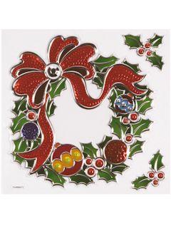 ウィンドウシール　レッドリボンリース