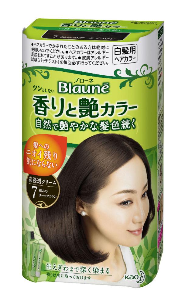 花王　ブローネ　香りと艶カラークリーム　７黒みのダークブラウン