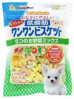 ドギーマン　おなかにやさしいちっちゃな低脂肪ワンワンビスケット　５つのお野菜ミックス　１６０ｇ