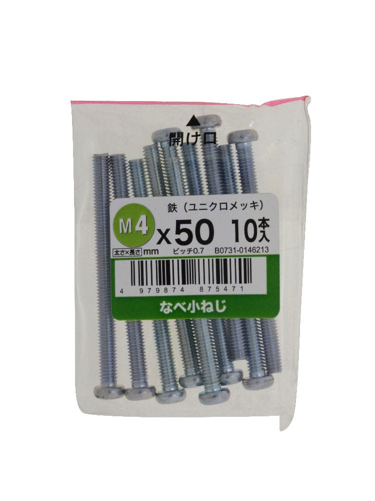 なべ小ネジユニクロ　１０個入　４×５０ｍｍ