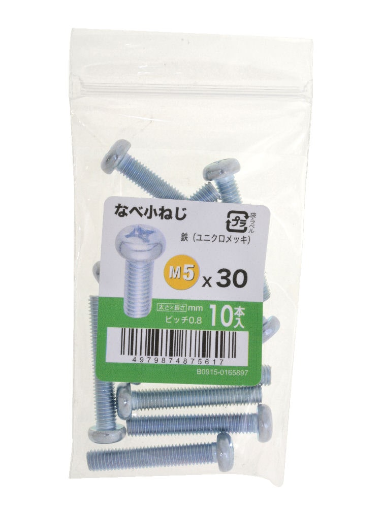 なべ小ネジユニクロ　１０個入　５×３０ｍｍ