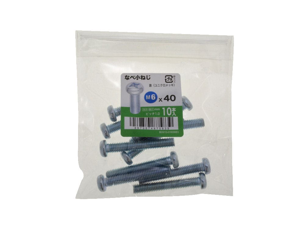なべ小ネジユニクロ　１０個入　６×４０ｍｍ
