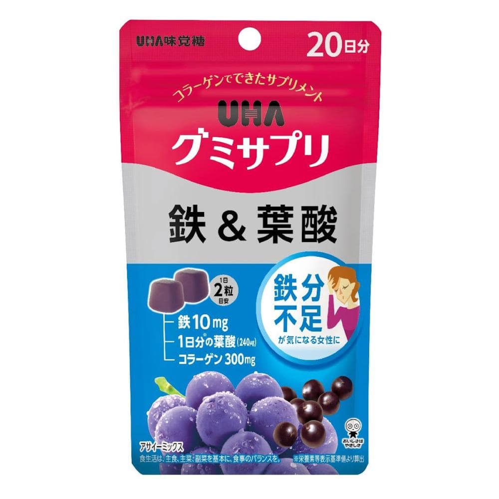 ＵＨＡ味覚糖グミサプリ　鉄＆葉酸　２０日分　４０粒