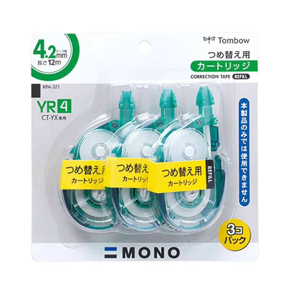 トンボ鉛筆　修正テープ　ＭＯＮＯ　４．２ｍｍ幅　３個パック　ＹＲ４