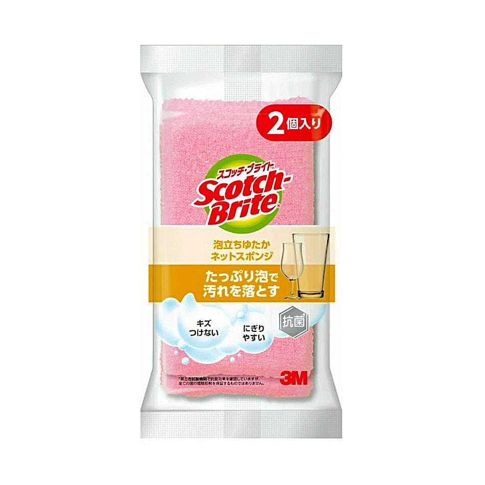 ３Ｍ　泡立ちゆたか　ネットスポンジ　ピンク　２個入り