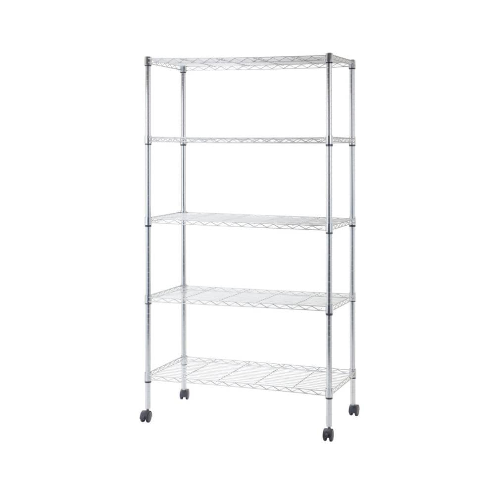 アテーナライフ　システムラック　５段　ポール径２５ｍｍ　幅９０×高さ１８０ｃｍ　棚板耐荷重６５ｋｇ