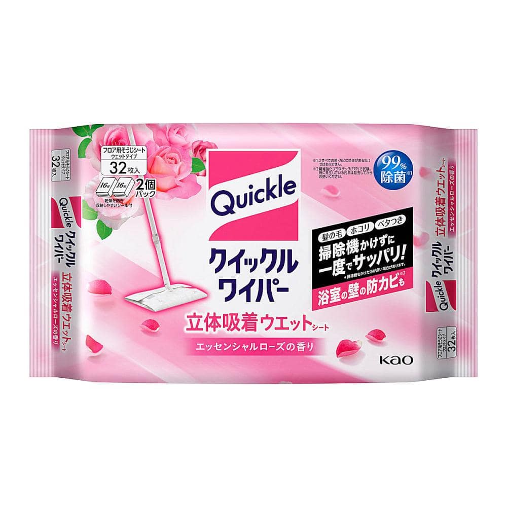 花王　クイックルワイパー　立体吸着ウエットシート　エッセンシャルローズ　３２枚入り