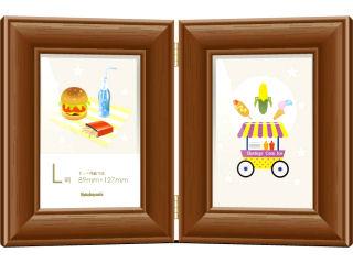 ナカバヤシ　木製フォトフレーム　Ｌ判２面　ブラウン