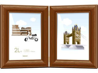 ナカバヤシ　木製フォトフレーム　２Ｌ判２面　ブラウン