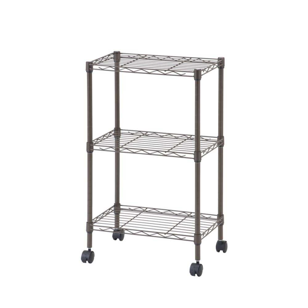 アテーナライフ　カラーラック　３段　ポール径１９ｍｍ　幅４５ｃｍ　高さ７６ｃｍ　ブラウン