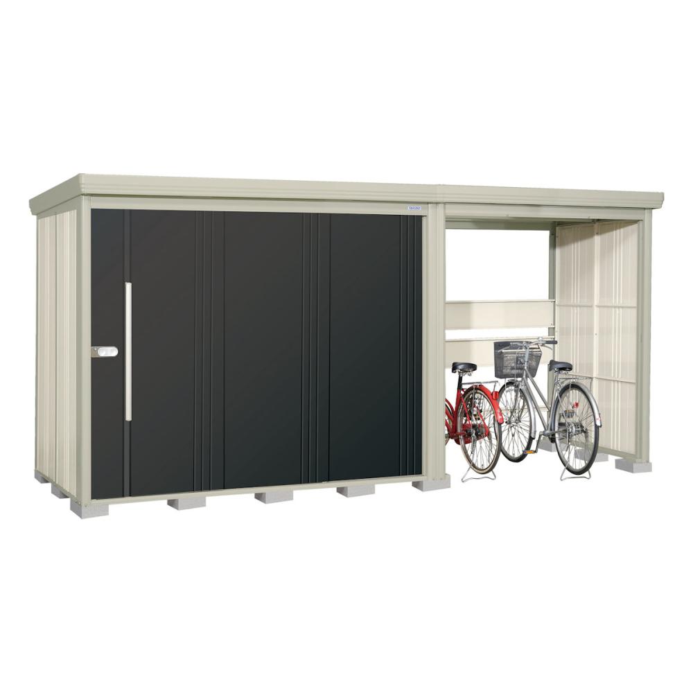 タクボ物置　Ｍｒ．ストックマン　プラスアルファ　間口４３８×奥行１５９ｃｍ　駐輪部間口１８３ｃｍ　一般型・結露減少屋根　カーボンブラウン　ＴＰ－Ｚ４３Ｒ１５Ｂ