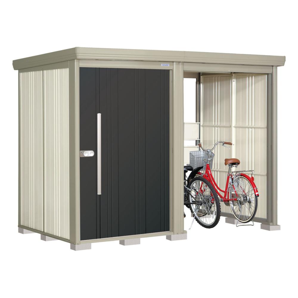 タクボ物置　Ｍｒ．ストックマン　プラスアルファ　間口２８３×奥行１５９ｃｍ　駐輪部間口１５０ｃｍ　多雪型・標準屋根　カーボンブラウン　ＴＰ－Ｓ２８１５Ｂ