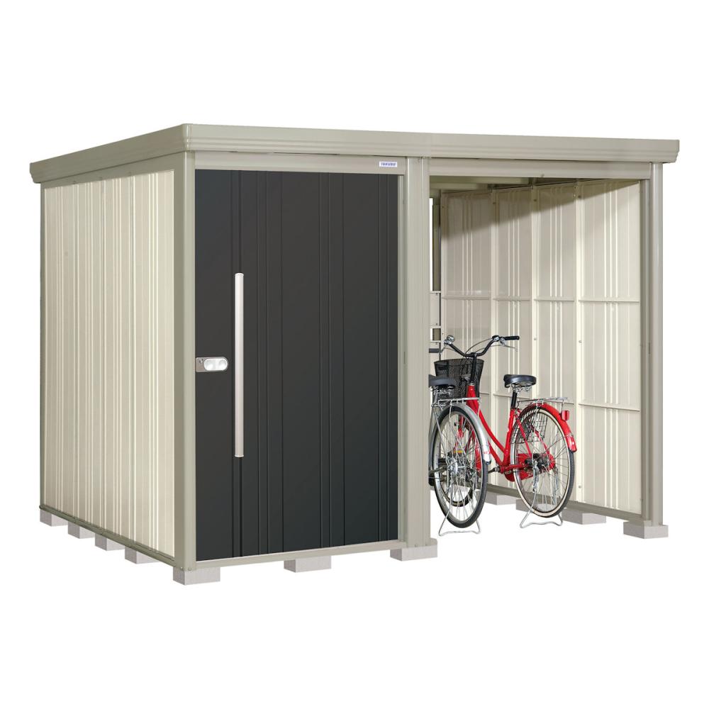 タクボ物置　Ｍｒ．ストックマン　プラスアルファ　間口２８３×奥行２６２ｃｍ　駐輪部間口１５０ｃｍ　多雪型・標準屋根　トロピカルオレンジ　ＴＰ－Ｓ２８２６Ｔ