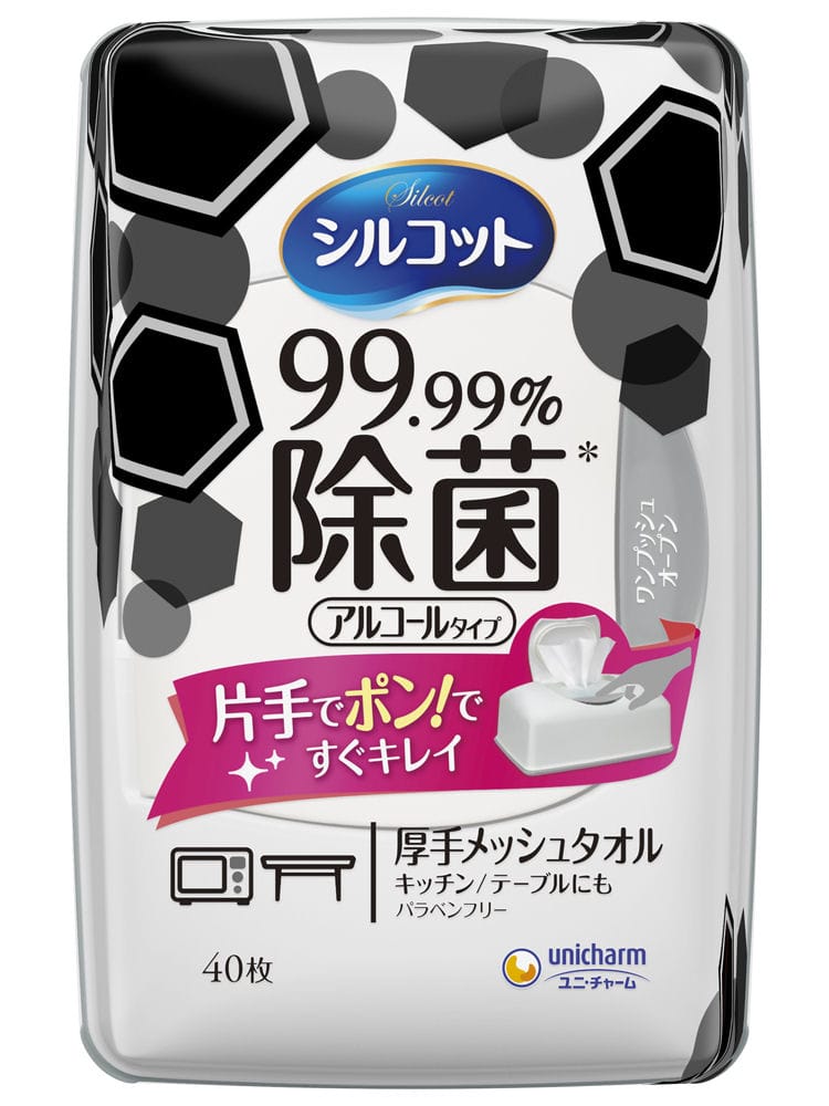 ユニ・チャーム　シルコット　９９．９９％除菌ウェットティッシュ　本体　４０枚
