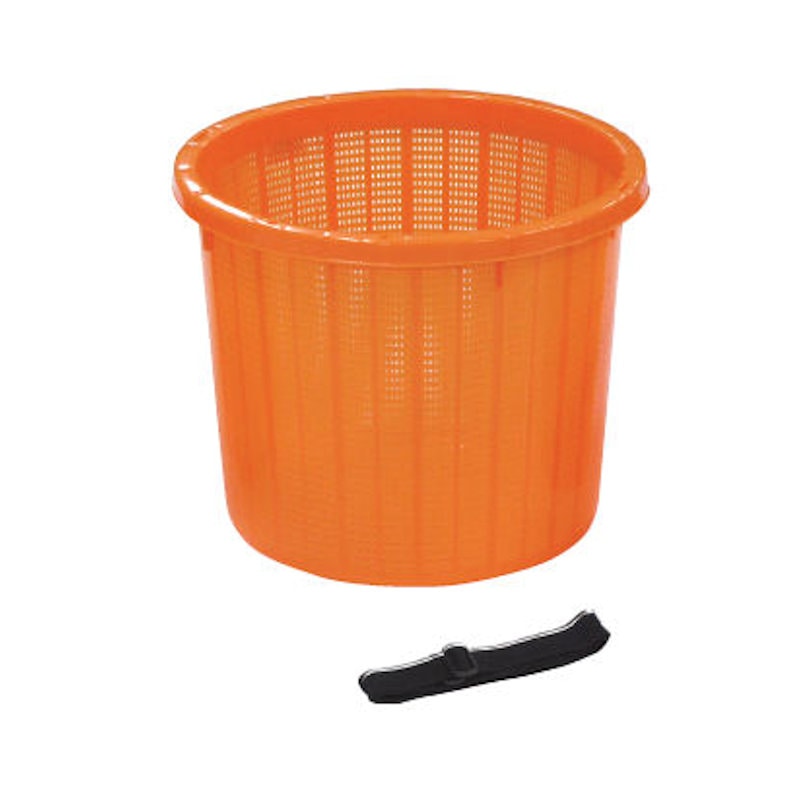 安全興業　丸型収穫かご　ベルト付　オレンジ　中