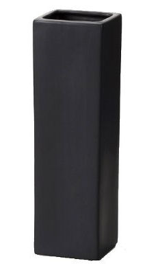 陶器花瓶Ｍ　角・艶なし黒