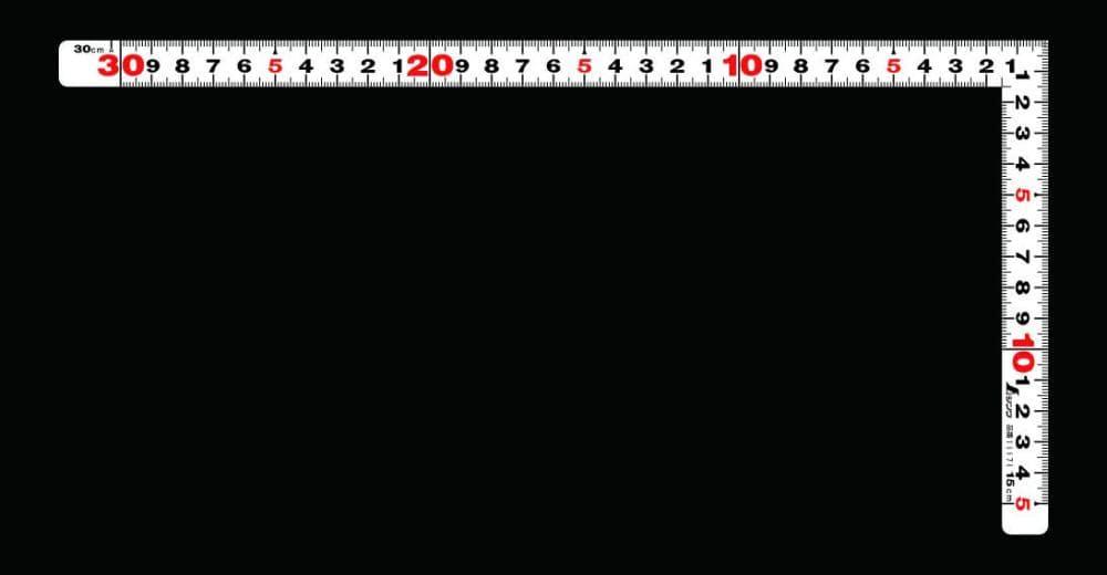 シンワ　曲尺　平ぴた　ホワイト同目　３０ｃｍ