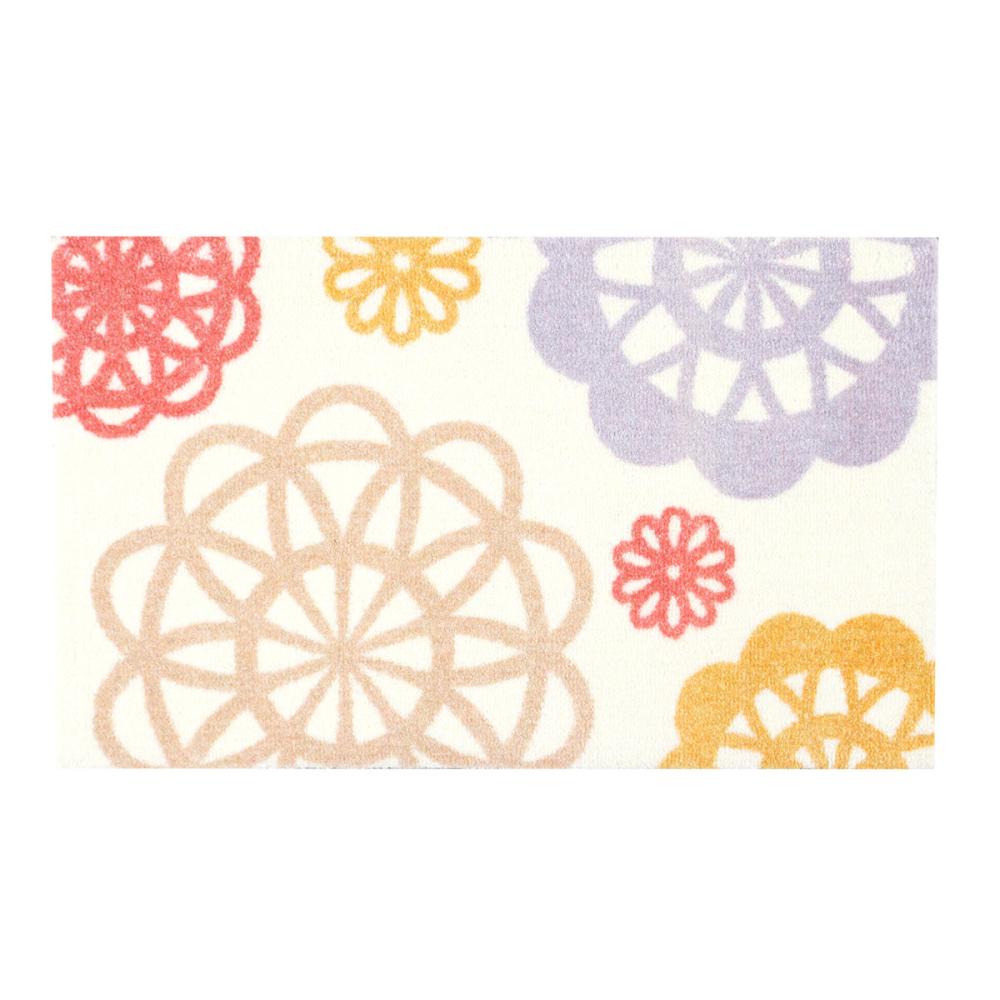 萩原　玄関マット　オーナメント　レッド　４５×７５ｃｍ