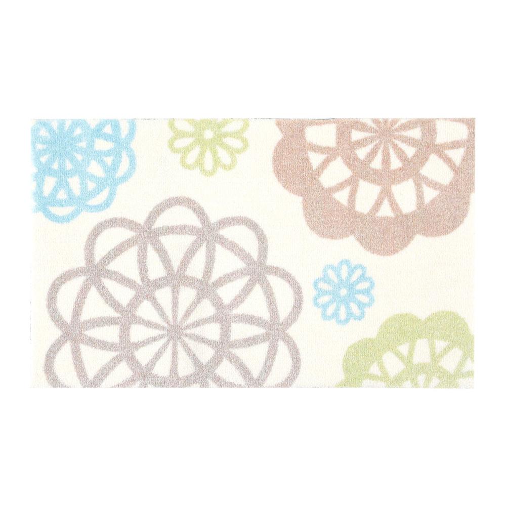 萩原　玄関マット　オーナメント　ブルー　４５×７５ｃｍ