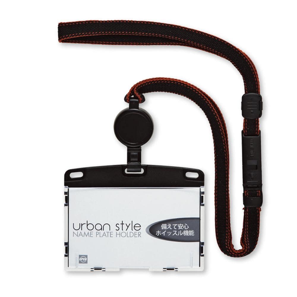 オープン　吊り下げ名札　リール式　黒　ＮＵ－４Ｐ－ＢＫ