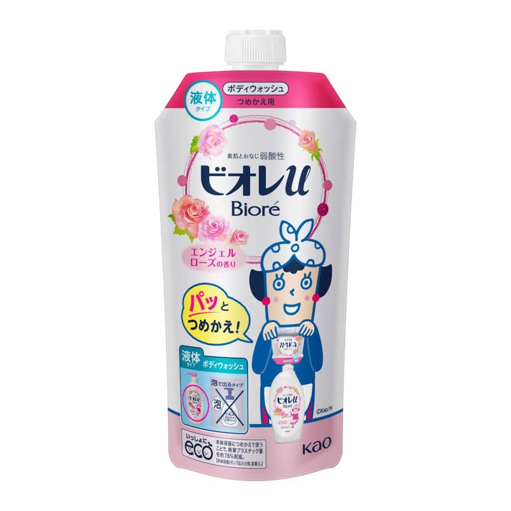 花王　ビオレｕ　ボディウォッシュ　エンジェルローズ　詰め替え用　３４０ｍＬ