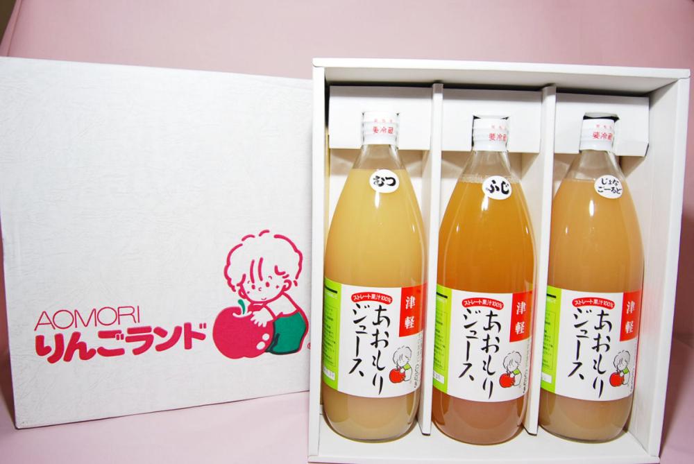 青森県産　りんごランドジュース　１０００ｍＬ×３本入（ふじ・ジョナ・むつ）