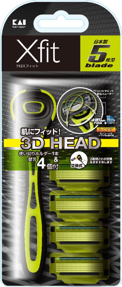 貝印　クロスフィット　替刃４個入り　スリムパック