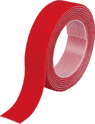 ＴＲＵＳＣＯ　マジックバンド結束テープ　両面　幅２０ｍｍＸ長さ１．５ｍ　赤＿