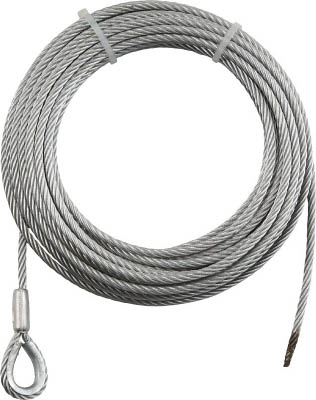 ＴＲＵＳＣＯ　手動ウインチ用ワイヤー６Ｘ２０ｍ用（シンブル入ロック加工）＿