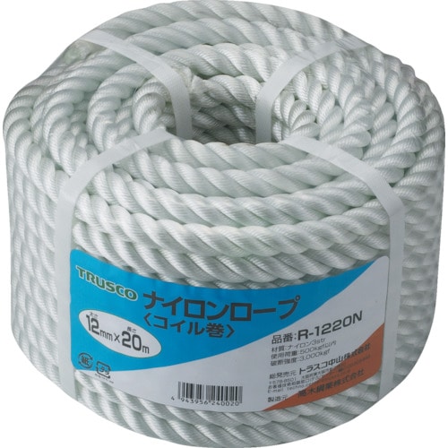 ＴＲＵＳＣＯ　ナイロンロープ　３つ打　線径１２ｍｍＸ長さ２０ｍ＿