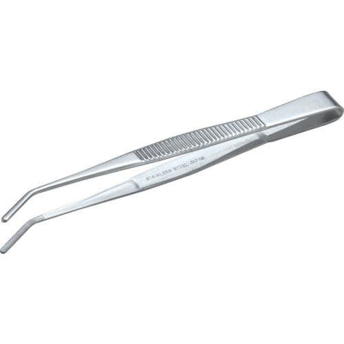 ＴＲＵＳＣＯ　ステンレス製ピンセット　１２５ｍｍ　曲ギザ付＿