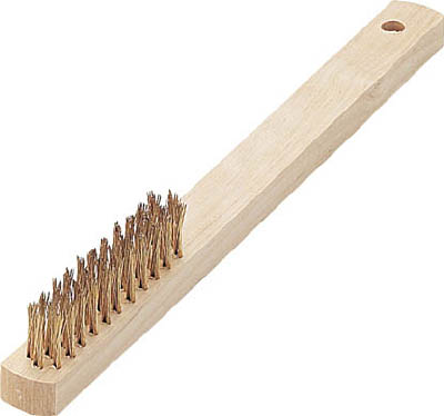 ＴＲＵＳＣＯ　木柄３行ブラシ　ゴールドめっき線＿