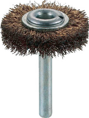 ＴＲＵＳＣＯ　軸付ホイールブラシ　３８Ｘ軸６　真鍮めっき鋼線　線径０．２５＿