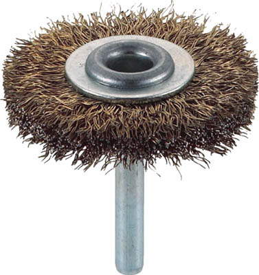 ＴＲＵＳＣＯ　軸付ホイールブラシ　５０Ｘ軸６　真鍮めっき鋼線　線径０．２５＿