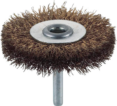 ＴＲＵＳＣＯ　軸付ホイールブラシ　６５Ｘ軸６　真鍮めっき鋼線　線径０．２５＿