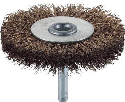 ＴＲＵＳＣＯ　軸付ホイールブラシ　７５Ｘ軸６　真鍮めっき鋼線　線径０．２５＿